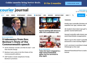 How courier-journal.com looks like on a tablet such as an iPad.