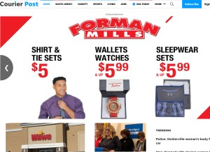 How courierpostonline.com looks like on a tablet such as an iPad.