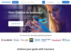 How coursera.com looks like on a tablet such as an iPad.