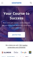 How coursera.org looks like on a mobile device such as an iPhone.