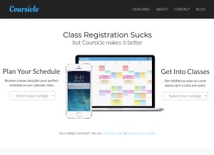 How coursicle.com looks like on a tablet such as an iPad.