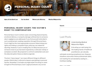 How courtinjury.com looks like on a tablet such as an iPad.