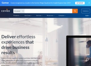 How coveo.com looks like on a tablet such as an iPad.