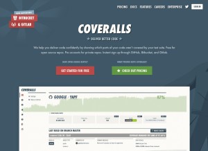 How coveralls.io looks like on a tablet such as an iPad.