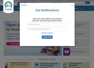How coveredca.com looks like on a tablet such as an iPad.