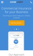 How coverwallet.com looks like on a mobile device such as an iPhone.