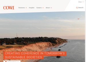 How cowi.com looks like on a tablet such as an iPad.