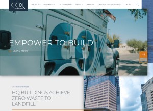 How coxenterprises.com looks like on a tablet such as an iPad.