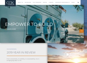 How coxinc.com looks like on a tablet such as an iPad.