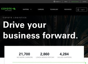 How coyote.com looks like on a tablet such as an iPad.