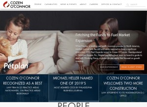 How cozen.com looks like on a tablet such as an iPad.