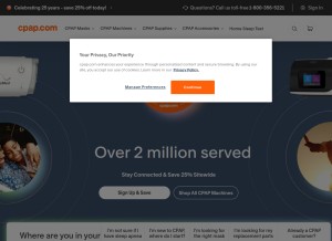 How cpap.com looks like on a tablet such as an iPad.