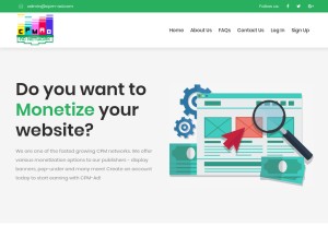 How cpm-ad.com looks like on a tablet such as an iPad.