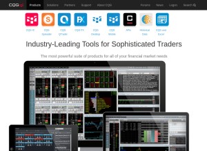 How cqgtrader.com looks like on a tablet such as an iPad.