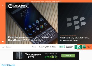 How crackberry.com looks like on a tablet such as an iPad.