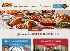 How crackerbarrel.com looks like on a tablet such as an iPad.