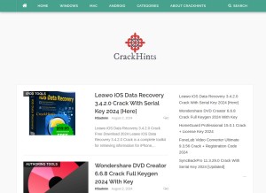 How crackhints.com looks like on a tablet such as an iPad.