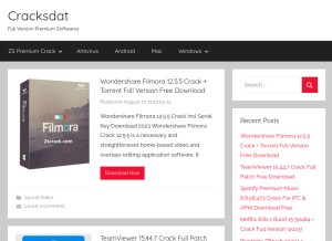How cracksdat.com looks like on a tablet such as an iPad.