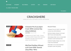 How crackshere.com looks like on a tablet such as an iPad.
