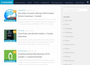 How crackstall.com looks like on a tablet such as an iPad.