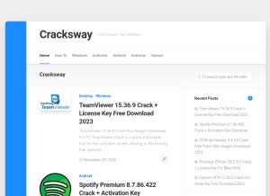 How cracksway.com looks like on a tablet such as an iPad.