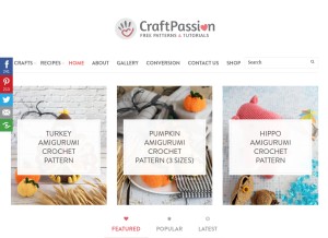 How craftpassion.com looks like on a tablet such as an iPad.