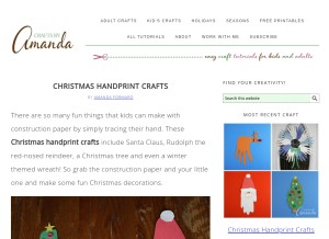 How craftsbyamanda.com looks like on a tablet such as an iPad.