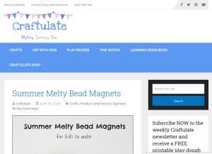 How craftulate.com looks like on a tablet such as an iPad.