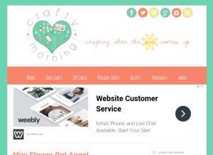 How craftymorning.com looks like on a tablet such as an iPad.