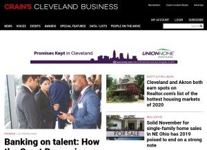 How crainscleveland.com looks like on a tablet such as an iPad.