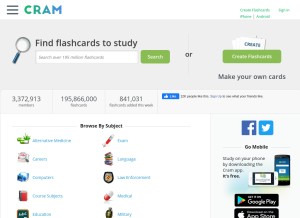 How cram.com looks like on a tablet such as an iPad.