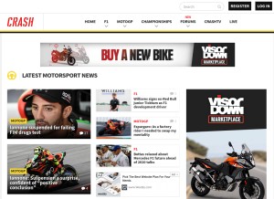How crash.net looks like on a tablet such as an iPad.