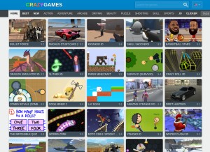 How crazygames.com looks like on a tablet such as an iPad.
