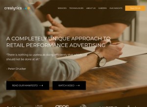 How crealytics.com looks like on a tablet such as an iPad.