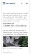 How createemailaccounts.org looks like on a mobile device such as an iPhone.