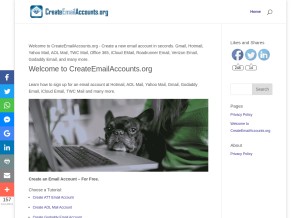 How createemailaccounts.org looks like on a tablet such as an iPad.