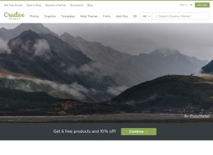 How creativemarket.com looks like on a tablet such as an iPad.