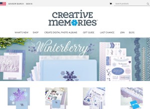 How creativememories.com looks like on a tablet such as an iPad.