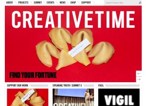 How creativetime.org looks like on a tablet such as an iPad.