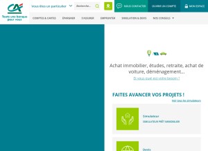 How credit-agricole.fr looks like on a tablet such as an iPad.