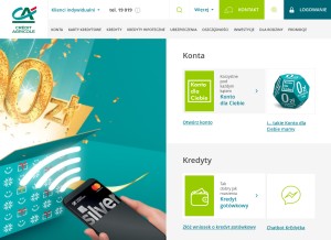 How credit-agricole.pl looks like on a tablet such as an iPad.