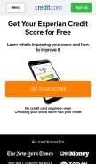 How credit.com looks like on a mobile device such as an iPhone.