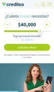 How creditea.mx looks like on a mobile device such as an iPhone.