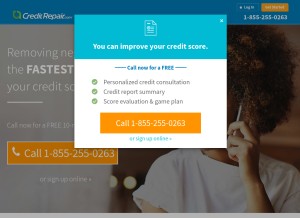How creditrepair.com looks like on a tablet such as an iPad.