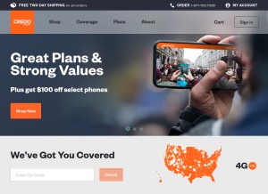 How credomobile.com looks like on a tablet such as an iPad.