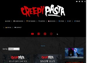 How creepypasta.com looks like on a tablet such as an iPad.