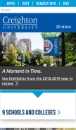 How creighton.edu looks like on a mobile device such as an iPhone.