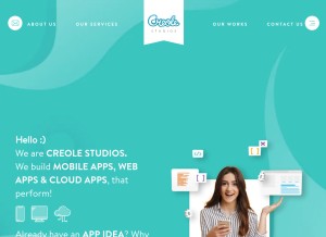 How creolestudios.com looks like on a tablet such as an iPad.