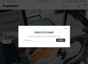 How crepslocker.com looks like on a tablet such as an iPad.