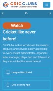 How cricclubs.com looks like on a mobile device such as an iPhone.